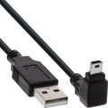 InLine® USB 2.0 Mini-Kabel, ST A/Mini-B ST 5pol, unten abgew. 90°, schwarz, 0,5m