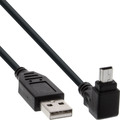 InLine® USB 2.0 Mini-Kabel, Stecker A an Mini-B Stecker (5pol.) oben abgewinkelt 90°, schwarz, 3m