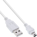 InLine® USB 2.0 Mini-Kabel, USB A Stecker an Mini-B Stecker (5pol.), weiß, 0,5m