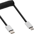 InLine® USB 2.0 Spiralkabel, USB-C ST an Micro-B ST, schwarz/Alu, flexibel, 0,5m