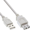 InLine® USB 2.0 Verlängerung, Stecker / Buchse, Typ A, beige, 0,3m