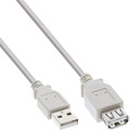 InLine® USB 2.0 Verlängerung, Stecker / Buchse, Typ A, beige/grau, 3m