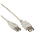 InLine USB 2.0 Verlängerung, USB-A Stecker / Buchse, beige, 0,3m