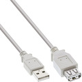InLine® USB 2.0 Verlängerung, USB-A Stecker / Buchse, beige/grau, 0,5m