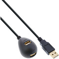 InLine® USB 2.0 Verlängerung, USB-A Stecker / Buchse, schwarz, mit Standfuss, 2m
