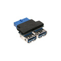 InLine® USB 3.0 Adapter, 2x Buchse A auf Pfostenanschluss - 33444I