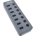 InLine® USB 3.2 Gen.1 Hub, 7-Port, mit Schalter, Aluminium, grau, mit - 35395D