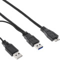 InLine® USB 3.2 Gen.1 Y-Kabel, 2x A an Micro B, schwarz, 1,5m - 35415Y