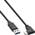 InLine® USB 3.2 Kabel, USB-C Stecker gewinkelt an A Stecker, schwarz, 0,5m