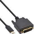 InLine USB Display Kabel, USB-C Stecker zu DVI Stecker (DP Alt Mode), schwarz, 1m