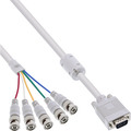 InLine VGA BNC Kabel, 5x BNC Stecker an 15pol HD Stecker, 3m