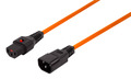 Kaltgeräteverlängerung C14 180° - C13 180° -- IEC Lock, orange, 1,0 m