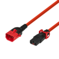 Kaltgeräteverlängerung Dual-Lock C14 - C13  -- IEC Lock, rot, 2 m