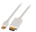 Mini-Display Port 1.2 - HDMI -- Kabel,St-St, 1m, weiß