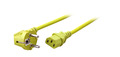 Netzleitung Schutzkontakt 90° - C13 -- 180°, gelb, 1,8 m, 3 x 0,75 mm²