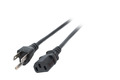 Netzleitung USA/NEMA 5-15P - C13 180° -- schwarz, 1,8 m, SVT AWG18 x 3C