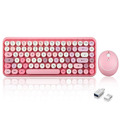 Perixx PERIDUO-713 DE, Mini Tastatur und Maus Set, Retro Vintage rosa - PERIDUO-713