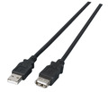 USB2.0 Verlängerungskabel A-A, St.-Bu. -- 0,5m, schwarz, LSZH
