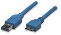 USB3.0 Anschlusskabel Stecker Typ A - -- Stecker Micro B, Blau 1 m