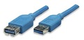 USB3.0 Verlängerungskabel Stecker Typ A -- - Buchse Typ A, Blau 2 m - ICOC-U3-AA-20-EX