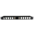 Verteilerfeld 19 Zoll 1HE Schrgauslass,24-Port ,schwarz RAL9005