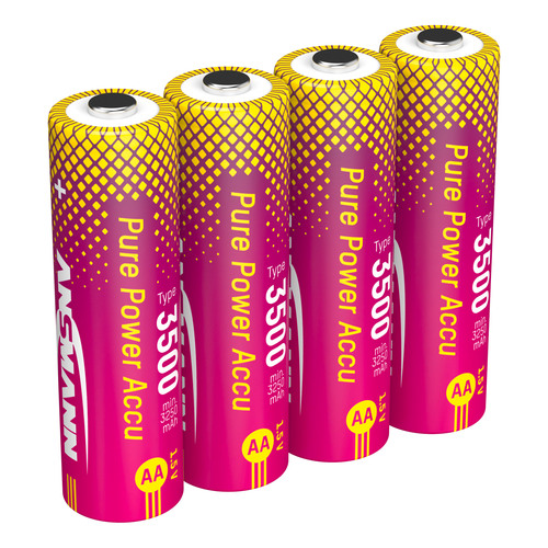 ANSMANN 1312-0042 Pure Power Li-Ion Akkus Mignon AA (3250 mAh), 4er Pack