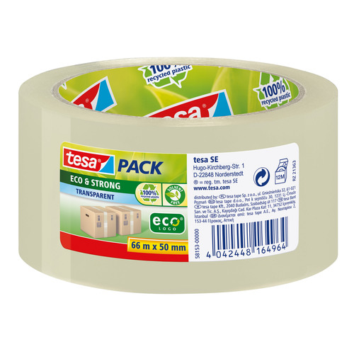 Tesa Packband tesapack Eco & Strong 58153-00000-00, 50mm x 66m, 32my, transparent 4042448164964 Tesa