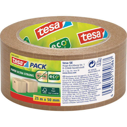 Tesa Packband ecoLogo Ultra Strong 56000-00000-00, 50mm x 25m, braun 4063565170867 Tesa 25 Meter