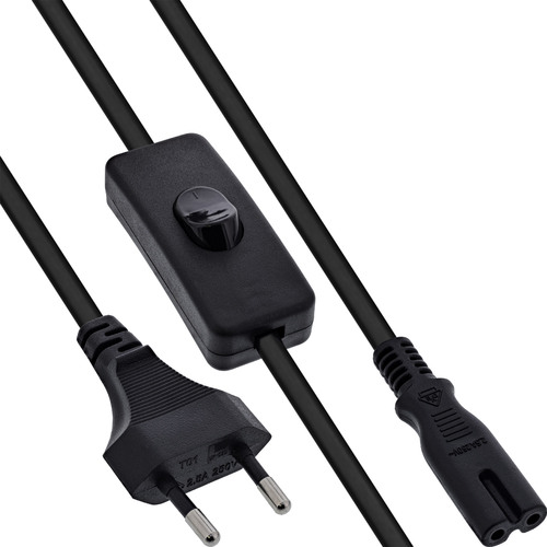 4043718347445 - Euro Netzkabel mit Schalter CEE7 16 zu IEC-C7 schwarz 5m