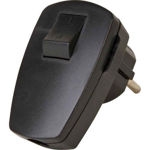 Kopp Kunststoff-Schutzkontakt-Stecker,Wippenschalter, für 3x1,5mm², schwarz