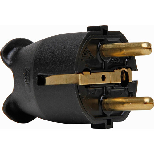 Kopp Kunststoff-Schutzkontakt-Stecker, für 3x1,5mm², schwarz