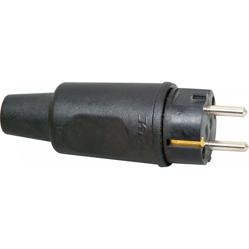Kopp Vollgummi-Schutzkontakt-Stecker, bis 3x2,5mm², schwarz