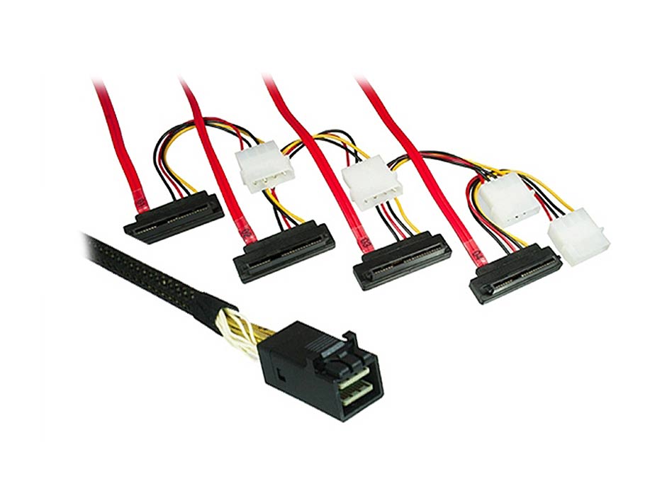 0,75m Anschlusskabel SAS SFF-8087 SFF-8482 auf 4x 29-pin Stecker Good Connections/® gewinkelt Mini 36-pin Stecker