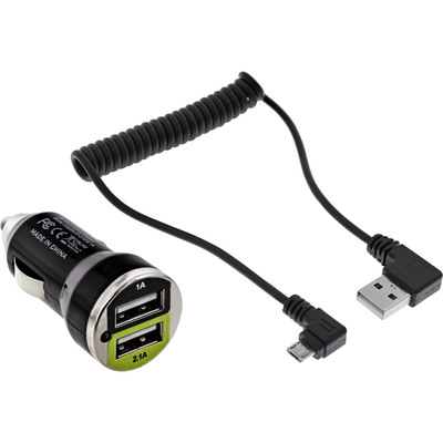 InLine USB DUAL+ KFZ-Ladeset, Stromadapter mit 1m Spiralkabel, zu 5V