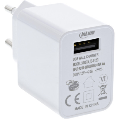 InLine® USB KFZ Ladegerät Stromadapter, 12/24VDC zu 5V DC/2.1A