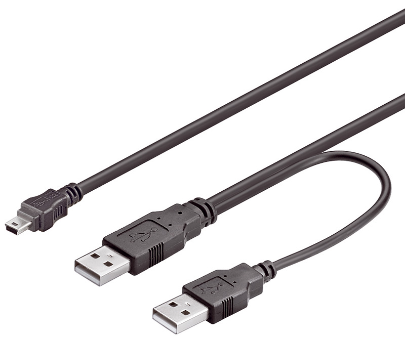Y-Kabel USB 2.0 2x Stecker A an Mini B 5-pin, 3310-10Y