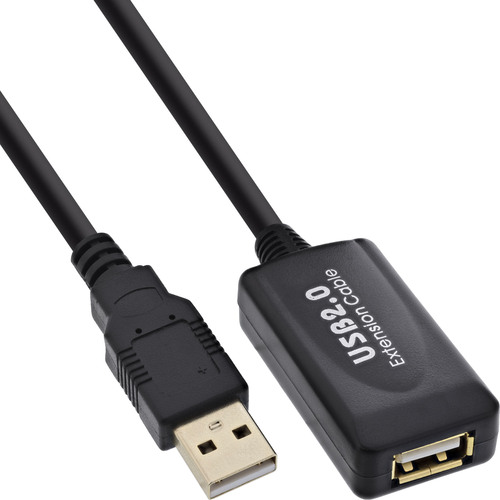 InLine® USB 2.0 Aktiv-Verl., mit Signalverstärkung Repeater, ST A / BU A, 5m