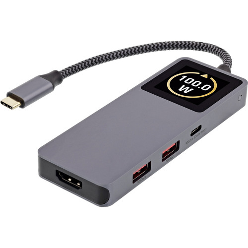 4043718345458 - USB 32 Gen2 Hub 3x USB-C 2x USB-A HDMI 4K PD 100 W Display grau