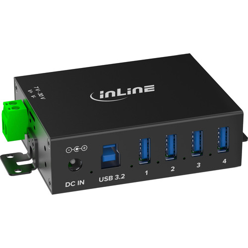 4043718345007 - USB 32 Gen1 Industrie-Hub 4 Port Aluminiumgehäuse mit Netzteil
