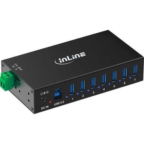 InLine® USB 3.2 Gen.1 Industrie-Hub, 7 Port, Aluminiumgehäuse, mit Netzteil