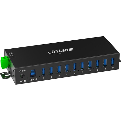 4043718345021 - USB 32 Gen1 Industrie-Hub 10 Port Aluminiumgehäuse mit Netzteil