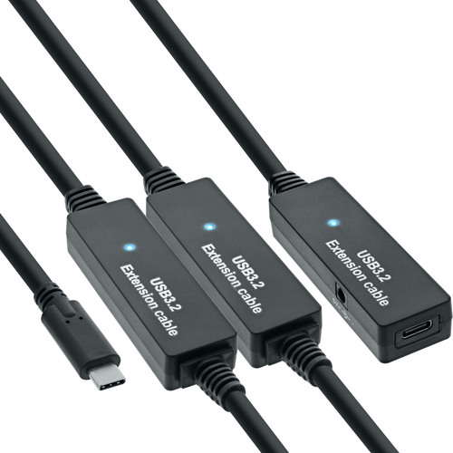 InLine® USB 3.2 Gen.1 Aktiv-Verlängerung, USB-C Stecker an USB-C Buchse, 15m