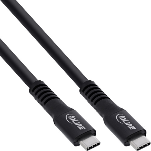 InLine® USB4 Kabel, USB-C Stecker/Stecker, 4K60Hz, 60W, TPE/Alu schwarz, 7,5m