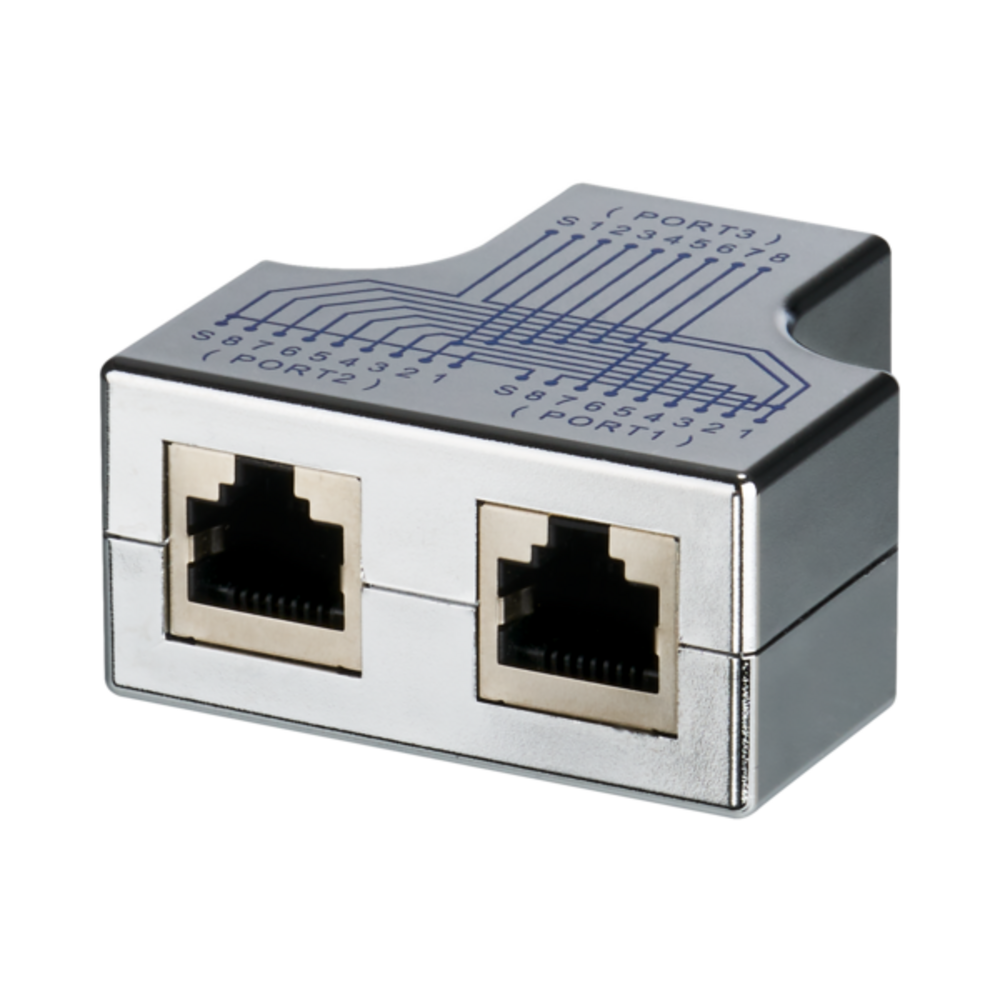 Keystone + Adapter T-Modular-Adapter RJ45 Buchse/2xBuchse, 1:1, geschirmt - 1 VPE = 50 St�ck