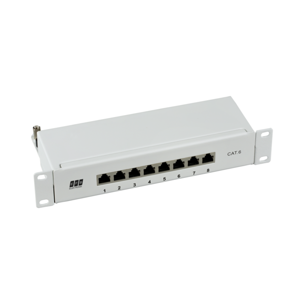 Mini-Patchpanel STP 8xRJ45 Cat.6, 10? -- 1HE, RAL7035 grau