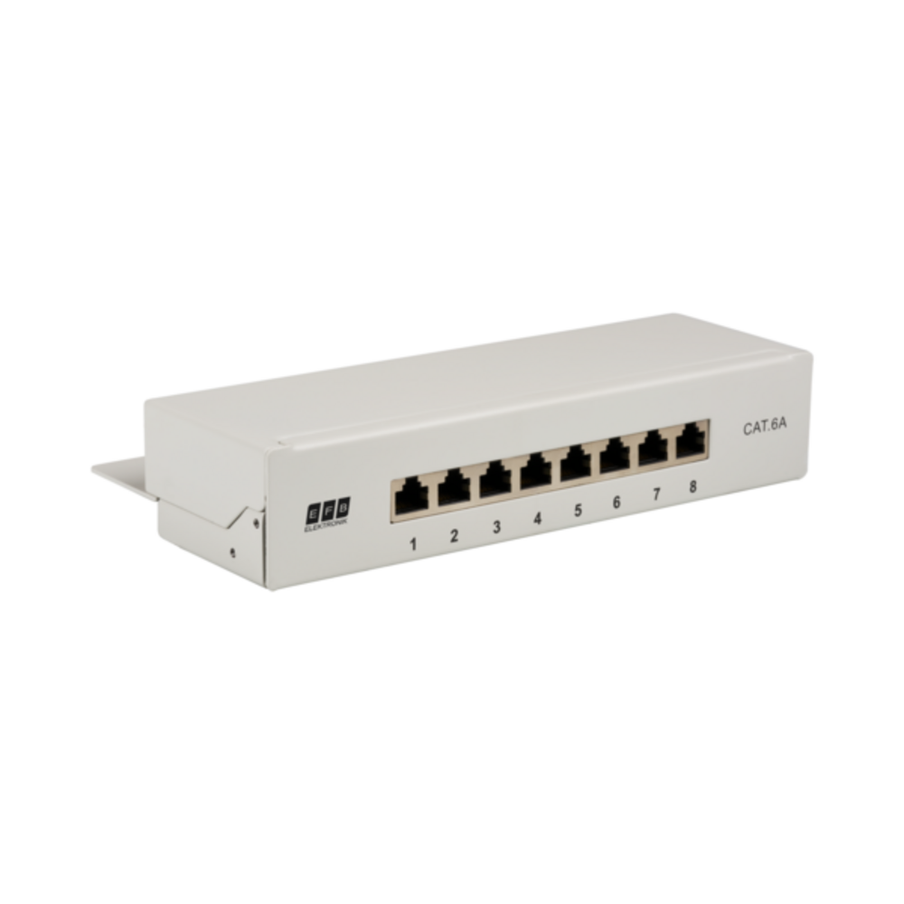 Patchpanel Mini-Patchpanel STP 8xRJ45 Cat.6A, 10?, 1HE, RAL7035 grau - 1 VPE = 20 Stück