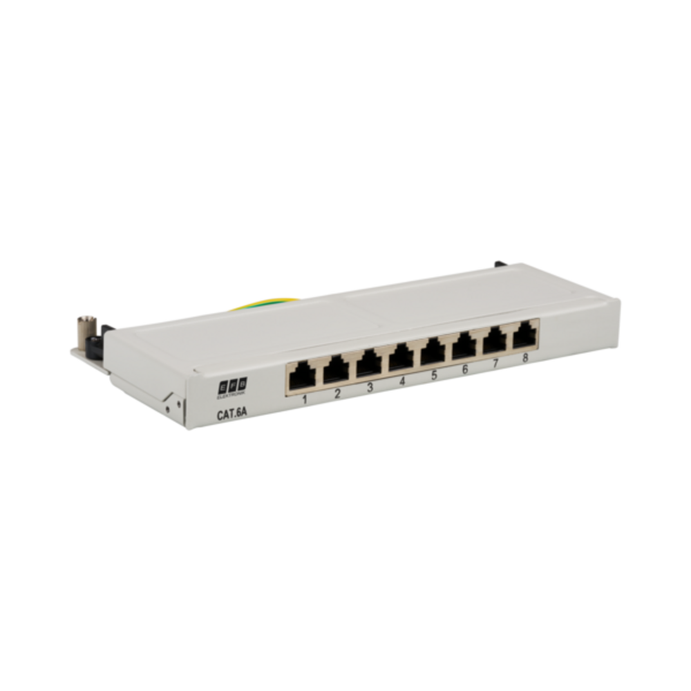 Patchpanel Mini-Patchpanel STP 8xRJ45 Cat.6A, 10?, 0,5HE, RAL7035 grau - 1 VPE = 20 Stück