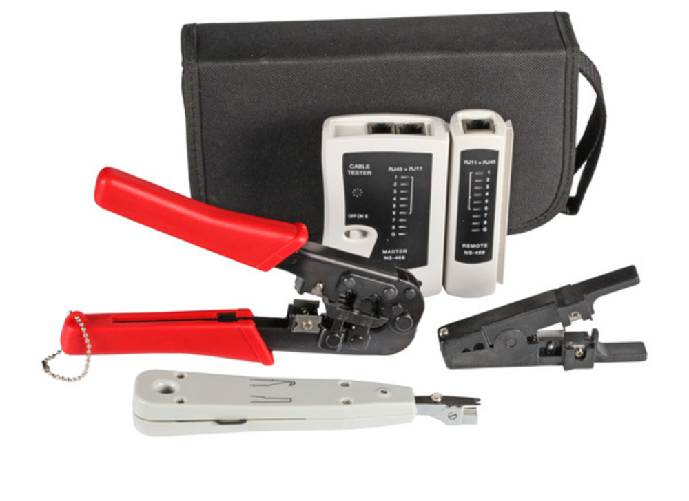 Werkzeug + Messgeräte Werkzeugset Netzwerktechnik 4-teilig, mit Tasche - 1 VPE = 20 Stück