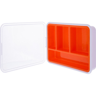 4043718331437 - Kleinteilebox 4 Fächer Abmessungen 180x140x40mm orange