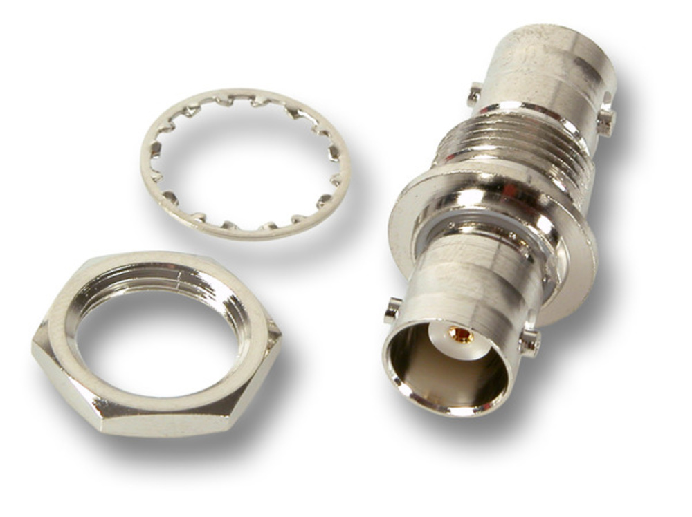 Serielle und Paralelle Kabel und Adapter Einlochadapter Buchse/Buchse RG58 50 Ohm, mit Masseisolation - 1 VPE = 50 St�ck